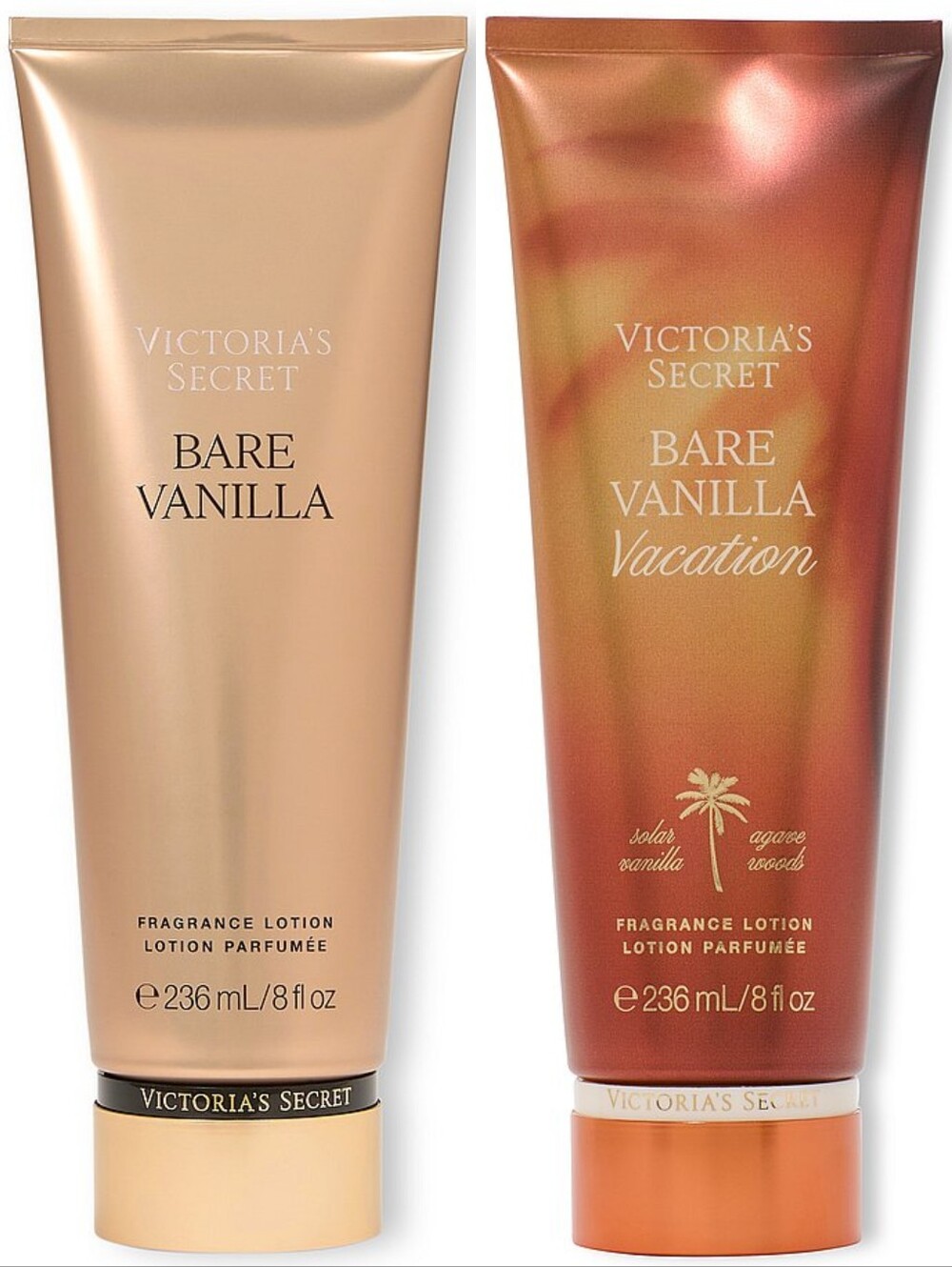 Victoria's Secret Bare Vanilla & Bare Vanilla Vacation Fragrance Body Lotion Set